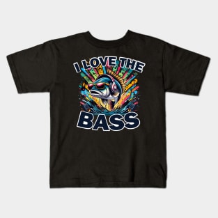 I Love The Bass Funny Fish Pun Kids T-Shirt